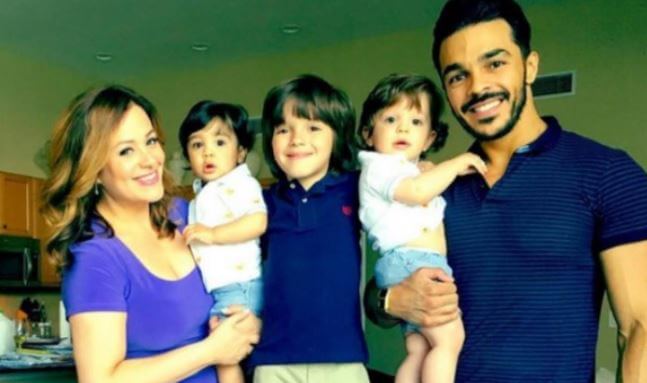 Shalim Ortiz with his ex-wife, Lesley Ann Machado, and children.